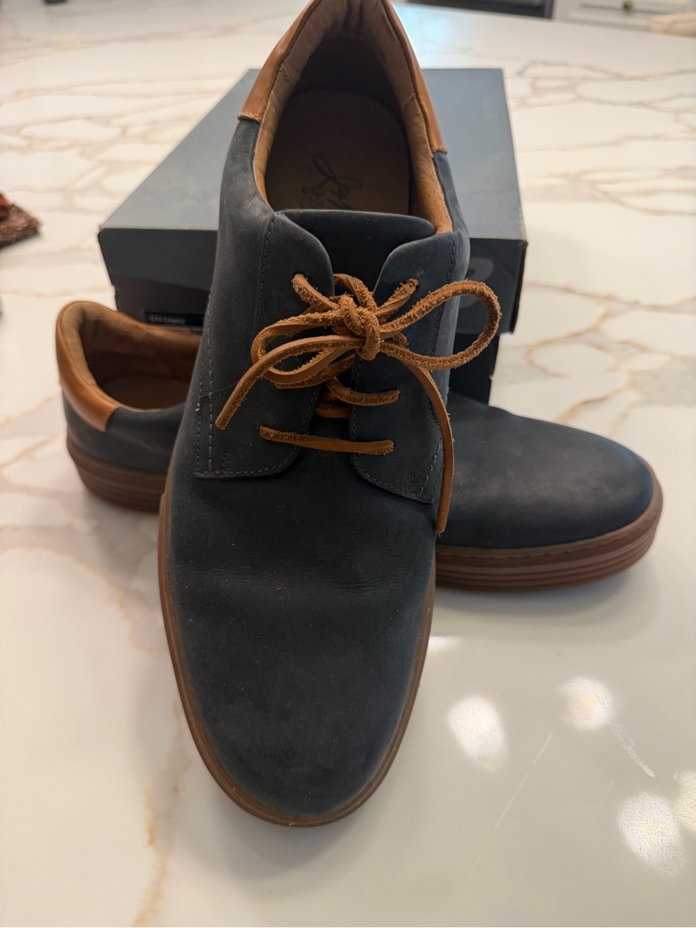 Johnston & Murphy 1850 Men’s Navy Blue Leather Derby Shoes Size 13M